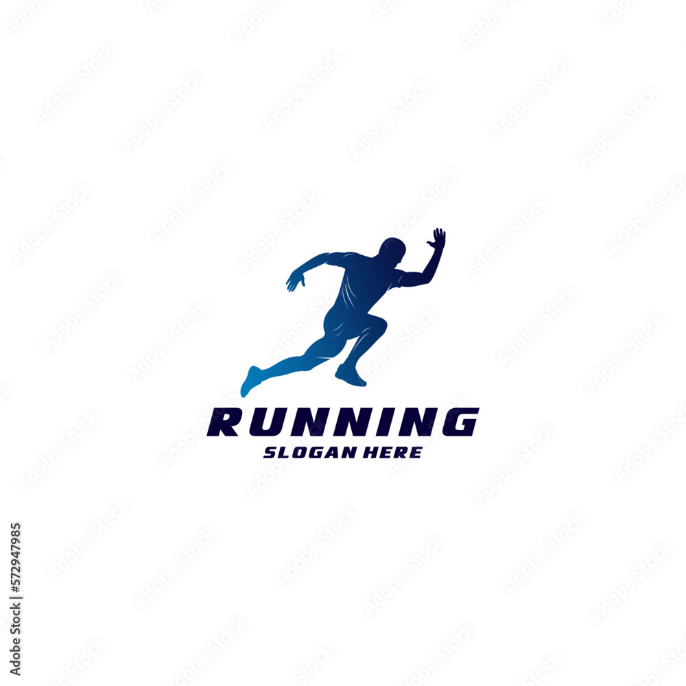 running logo template vector in white background