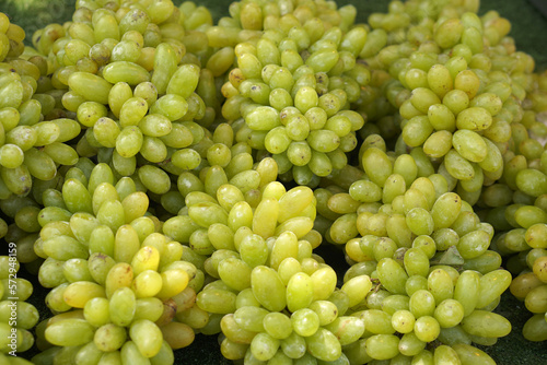 green grapes background in the market