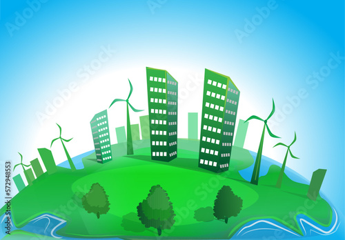 Ecology and environmental concept green Earth illustration