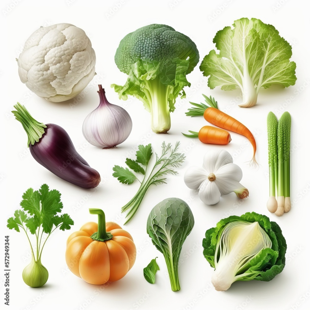 Set of healthy vegetables on white background Set of healthy vegetables on white background