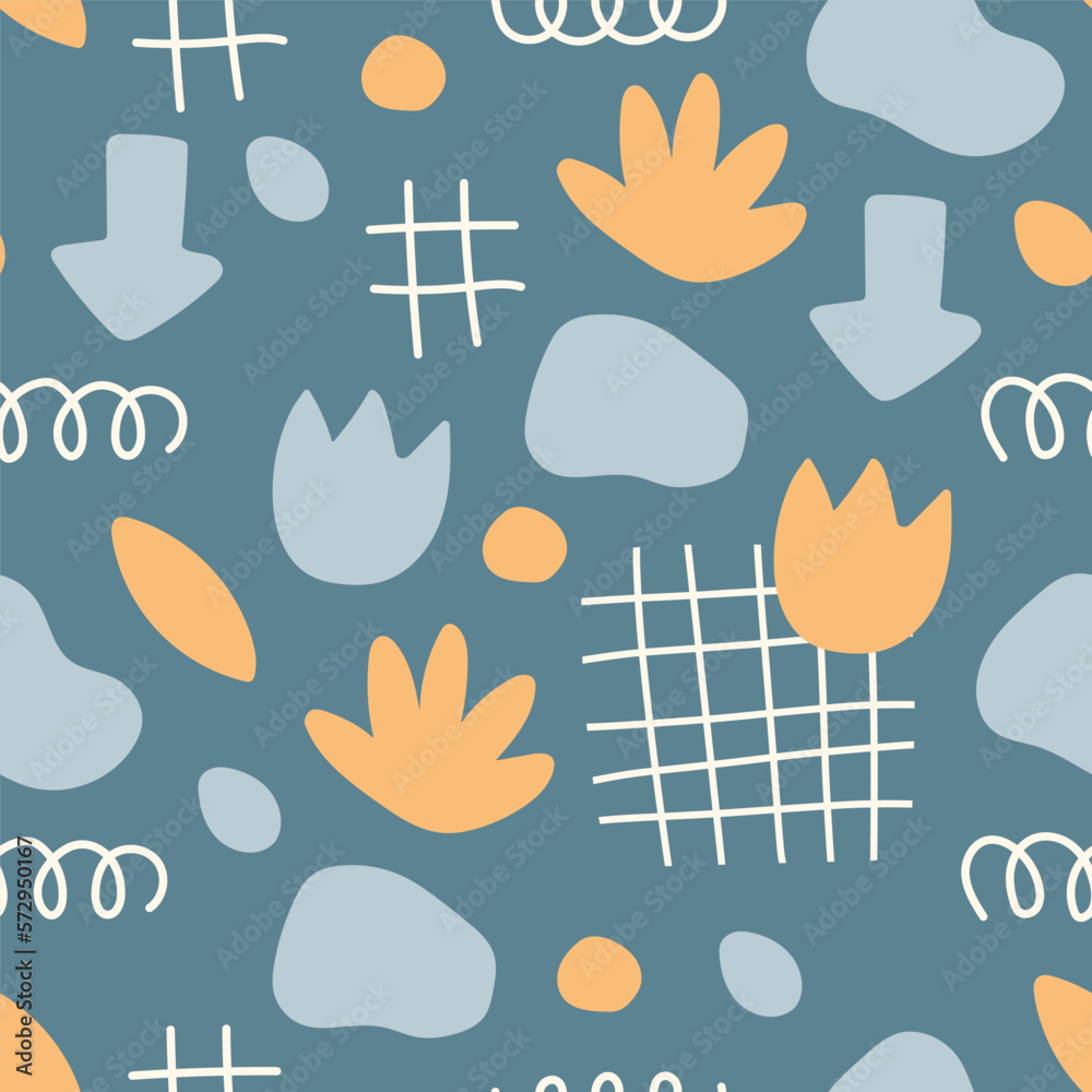 Abstract geometric shapes seamless pattern. Modern contemporary hand drawn vector for minimalist print, wallpaper design Abstract geometric shapes seamless pattern. Modern contemporary hand drawn vector for minimalist print, wallpaper design