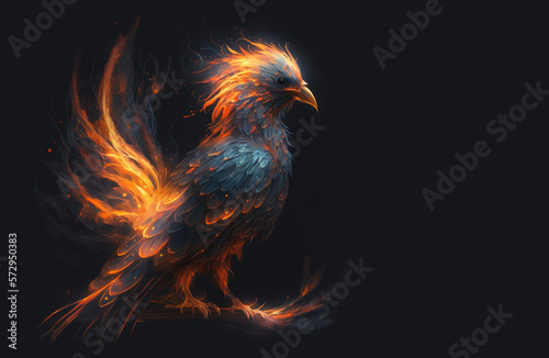 Phoenix bird illustration on black background