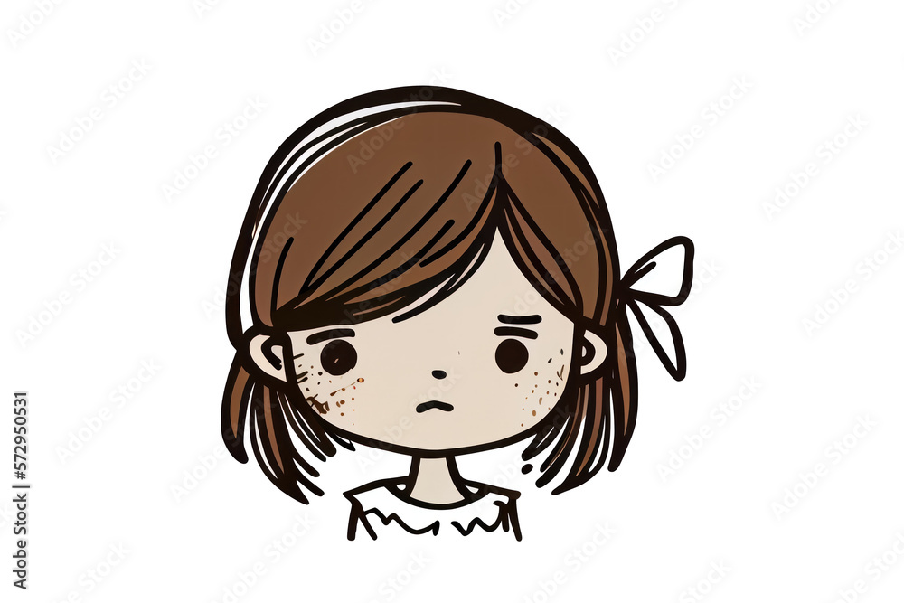 Cute girl cartoon style on transparent background. generative ai Cute girl cartoon style on transparent background. generative ai