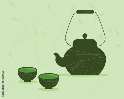 matcha teapot and cups