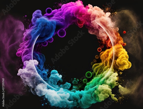 colorful smoke frame with dust cloud for abstract background with generative ai technology