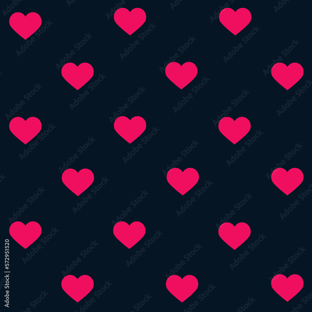 pink hearts on dark blue ground seamless pattern background