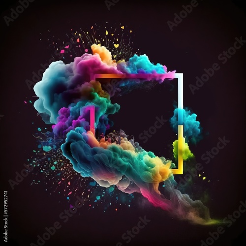 decorative smoke frame with vibrant colors abstract background with generative ai technology