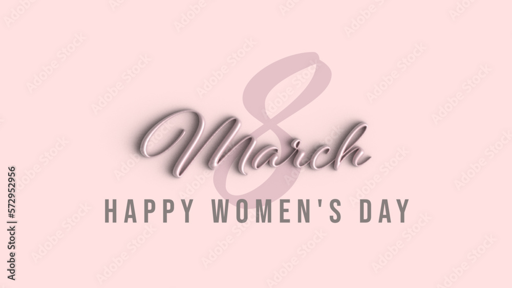 March 8, International Women's Day card. Banner with pink balloon, pastel colours background, 3d. March 8, International Women's Day card. Banner with pink balloon, pastel colours background, 3d.