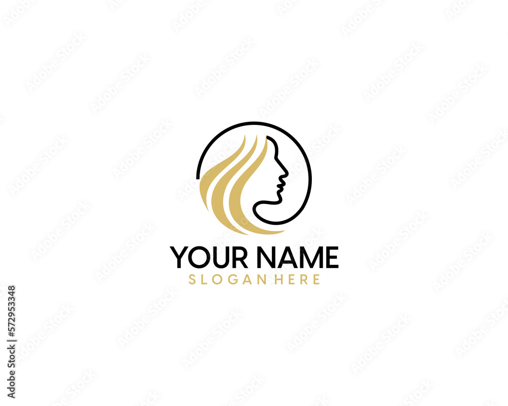 Beauty woman hair salon gold gradient logo design Beauty woman hair salon gold gradient logo design