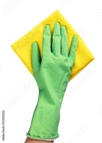 Obraz na plátně Wiping with yellow fiber cloth