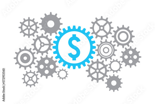 Business gear concept with dollar sign