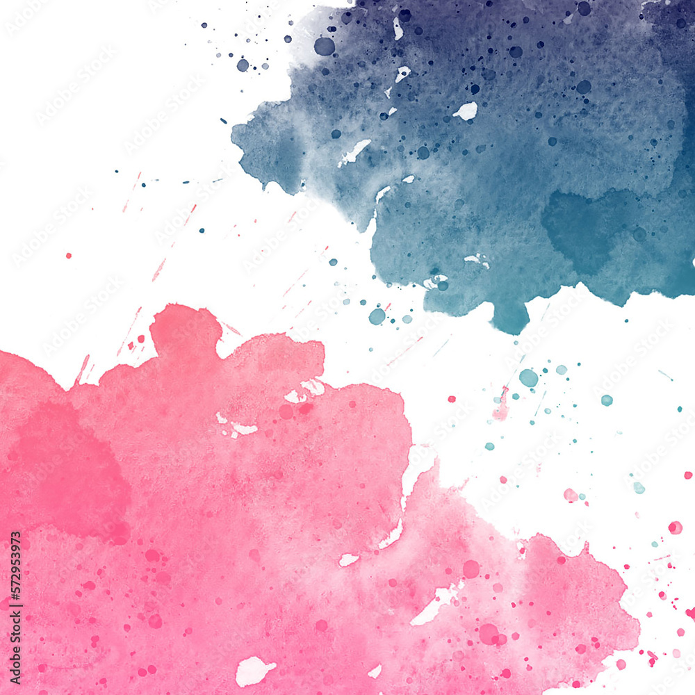 pink and dark blue watercolor stains on white ground with space for text background