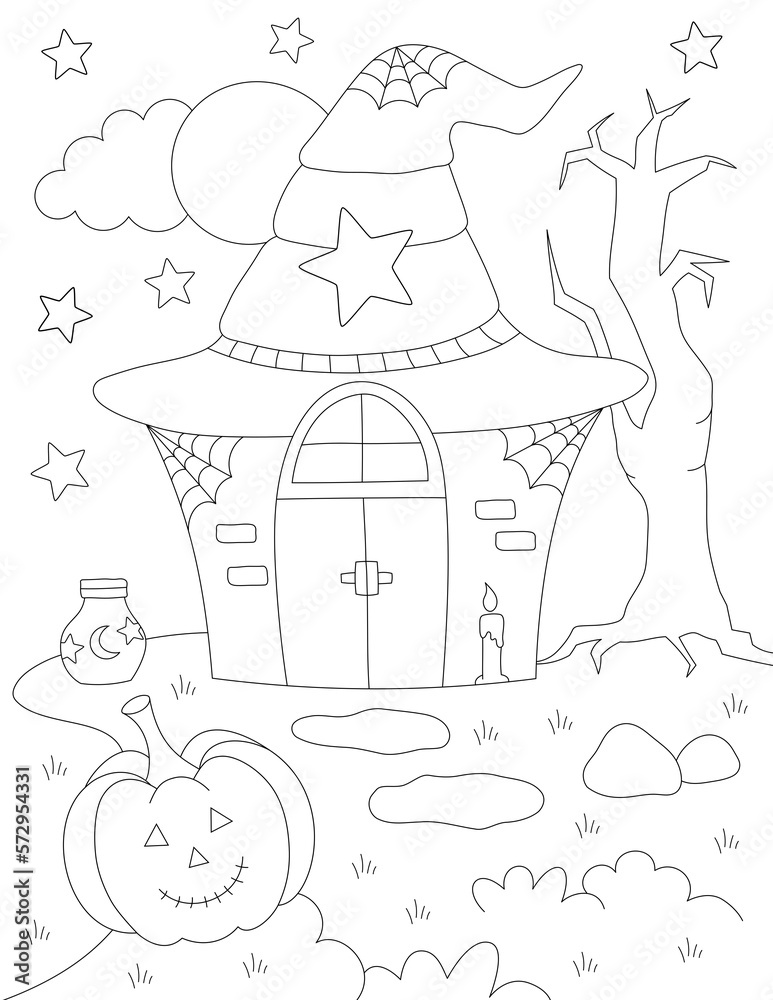 halloween house coloring page. you can print it on 8.5x11 inch paper ...