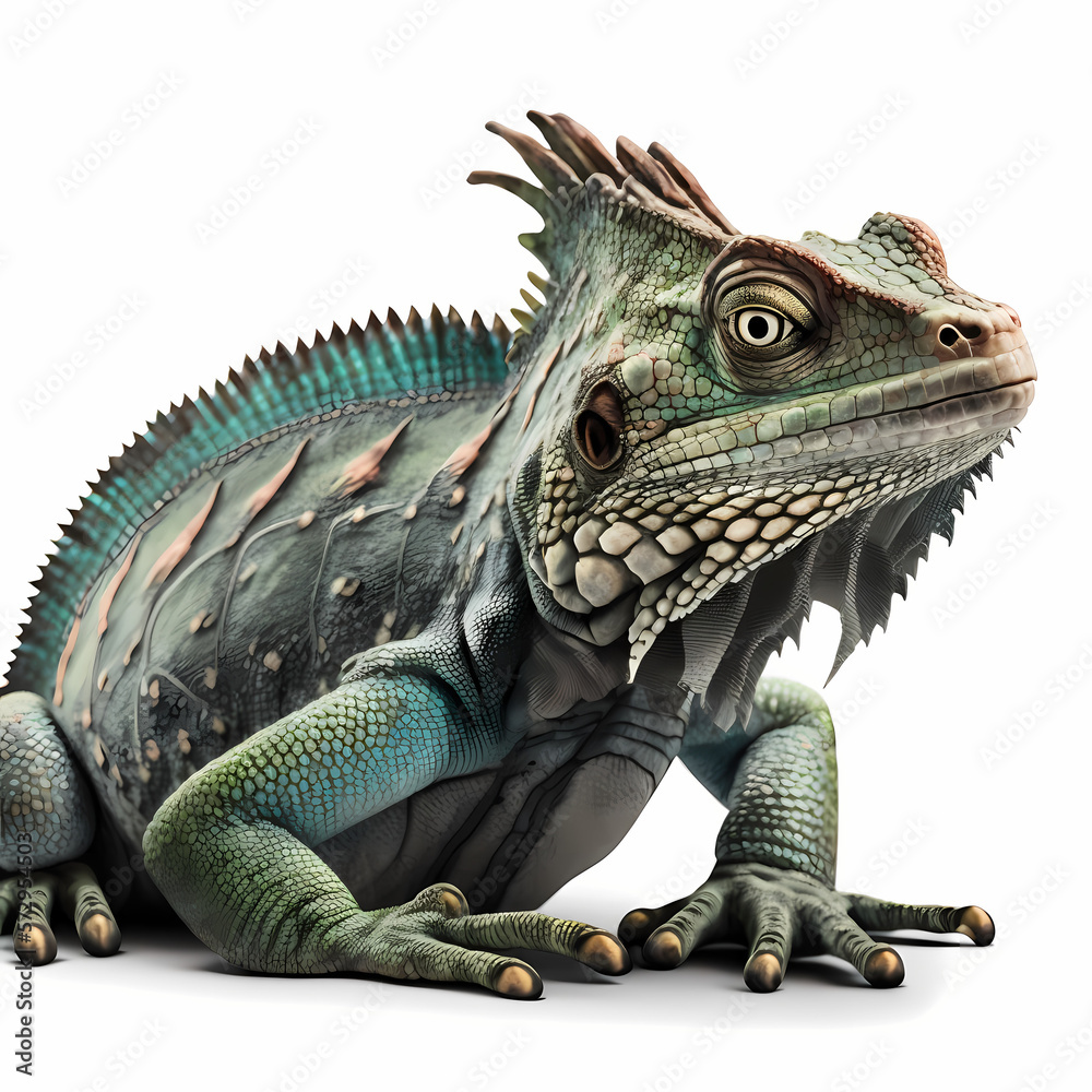 Obraz premium Iguana Isolated White