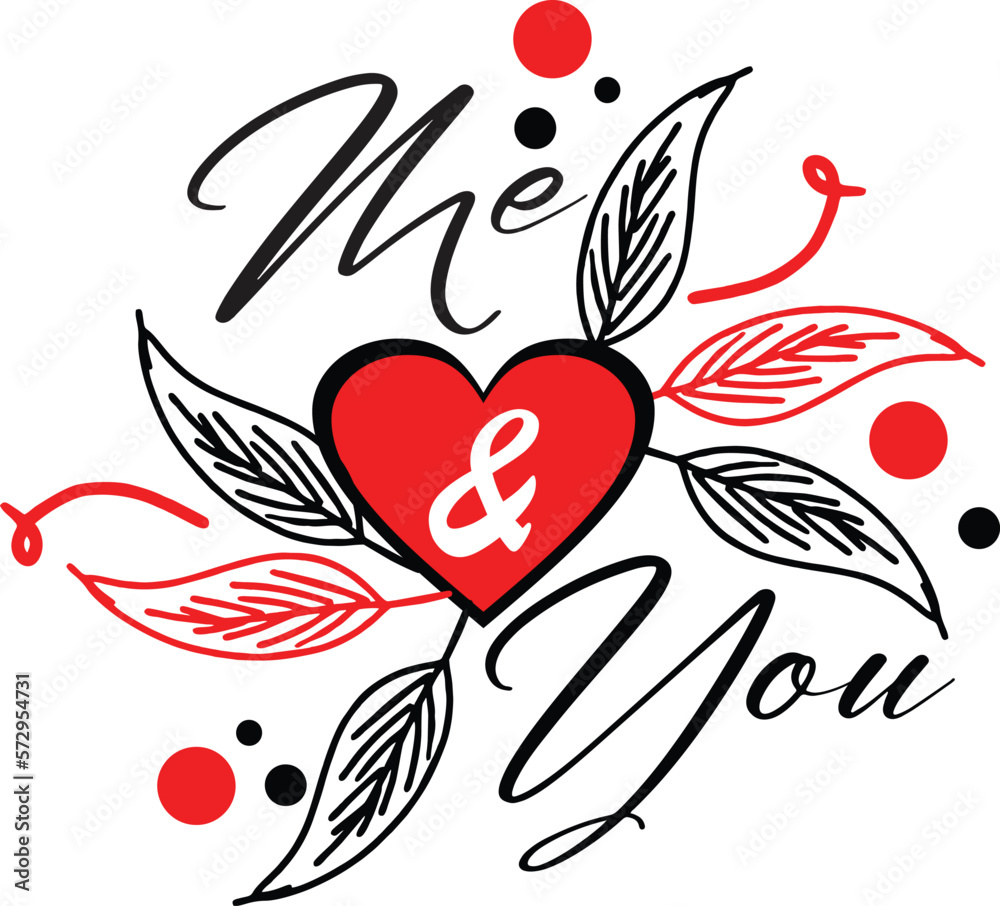 Fototapeta premium Vector ilustration off icon love Hearts and decoration ideas for greeting card for valentine day. Be mine, love, Lettering concep 