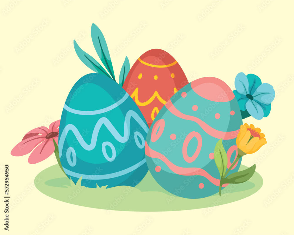 spring eggs and flowers