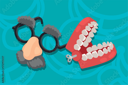 fools day comic mask and denture