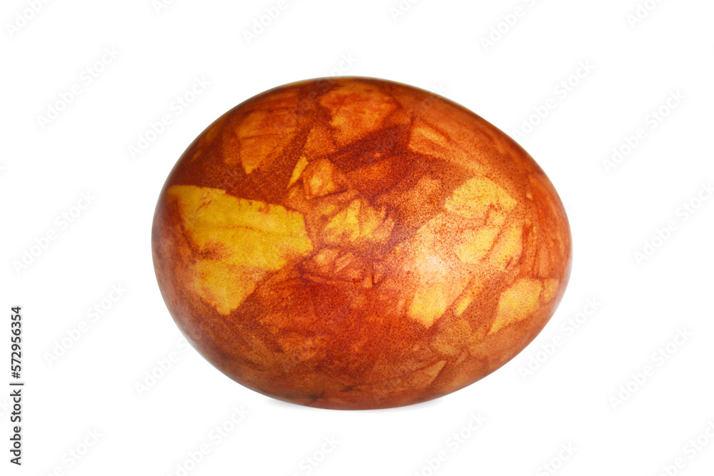 Easter egg dyed with onion skins isolated on white background. Natural Easter concept. Easter egg dyed with onion skins isolated on white background. Natural Easter concept.