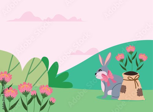 rabbit in spring garden