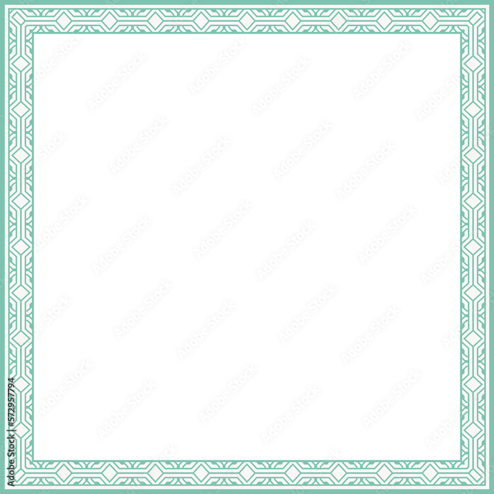 Obraz premium Vintage square frame botanic garden retro abstract pattern border