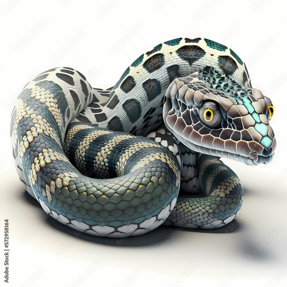 Fototapeta premium Snake Isolated White
