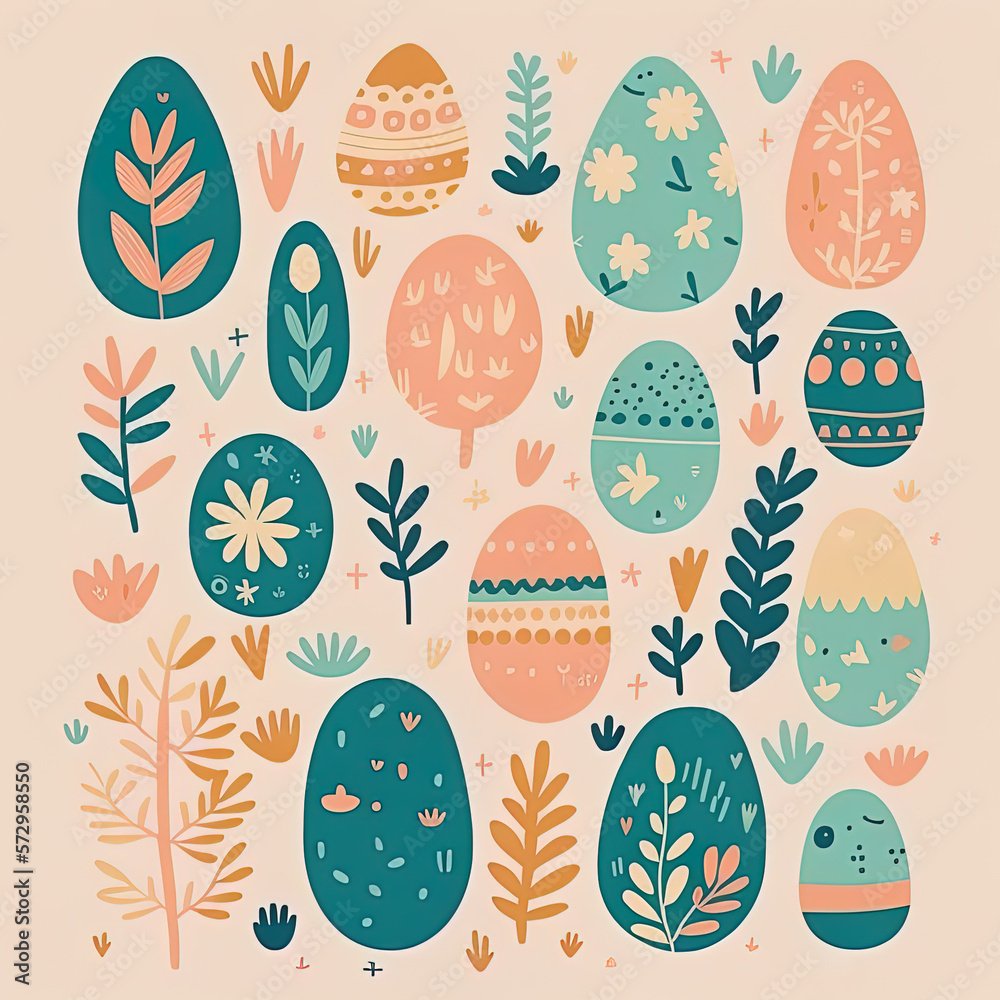 Easter pattern created with Generative AI technology Easter pattern created with Generative AI technology