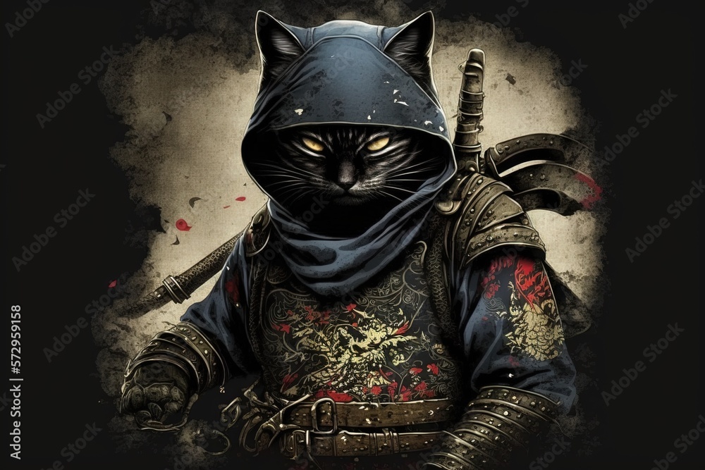 Ninja Cat Em Ação Criado Com Tecnologia Ai Generosa Ilustração Stock -  Ilustração de animal, rapidamente: 275970728