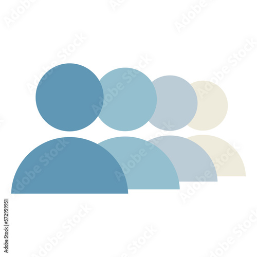 Isolated illustration of group of people, team account icon in gradient blue, teamwork symbol, multi person account sign