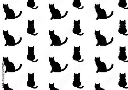猫のシルエット 黒のシルエットパターン素材 
