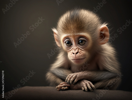 Cute Baby Monkey. Generative ai © ShadowHero58