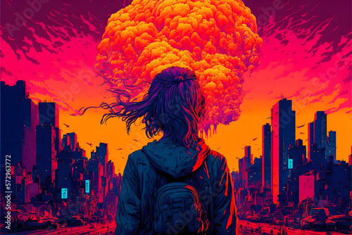 Nuclear explosion on the horizon created with generative AI technology