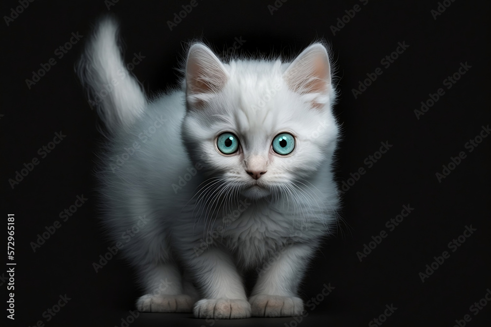 Cute White Kitten. Generative ai