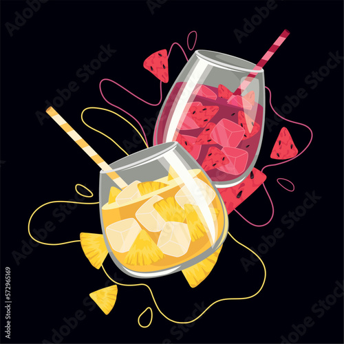 watermelon and pineapple juices