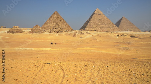 Panoramic view of pyramids in Giza  Egypt  Africa 