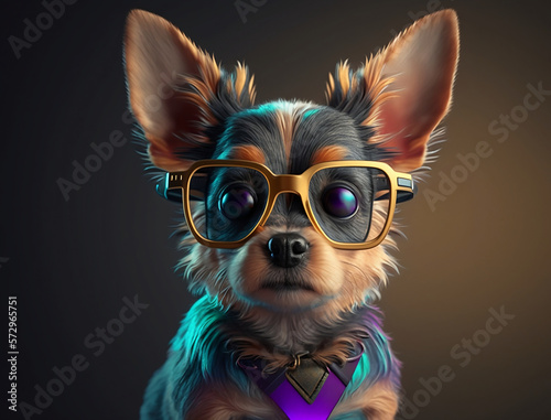 Cute Puppy Dog with Sunglasses. Generative ai