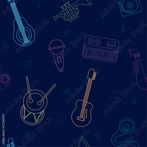 musical instruments neon frame