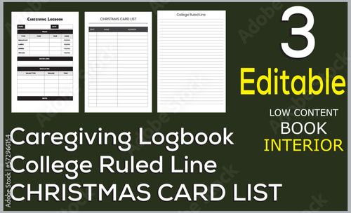 Caregiving Logbook
CHRISTMAS CARD LIST
College Ruled Line
