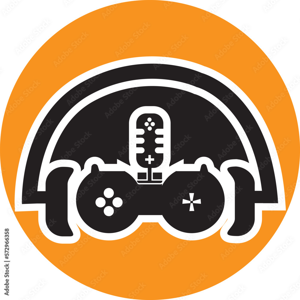 headset game podcast logo template design vector headset game podcast logo template design vector