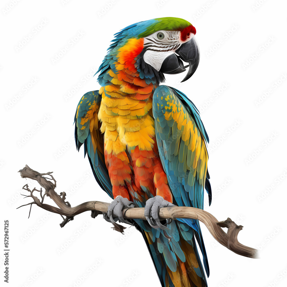 Parrot Isolated white  Generative AI