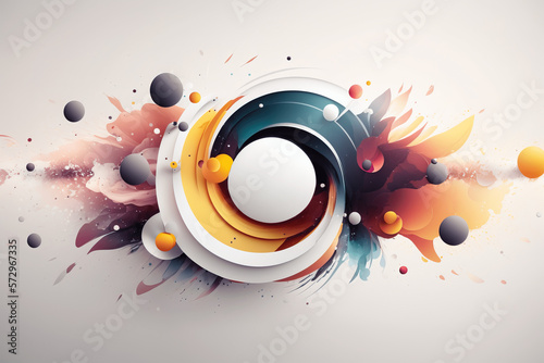 Space Illustration, white planet, Generative Art