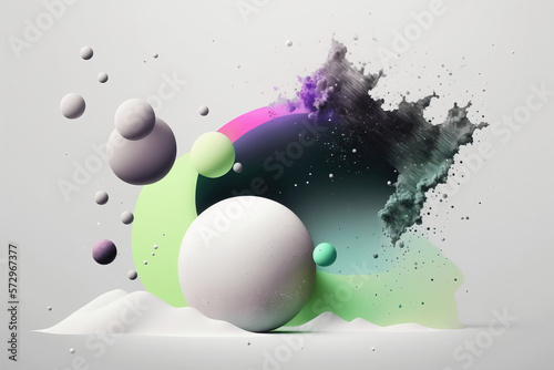 Abstract Space Illustration, White Planet, Generative Art