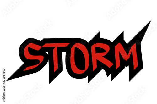 red and black "STORM" gravitational text suitable for t-shirt designs, stickers, posters, bags, labels and others