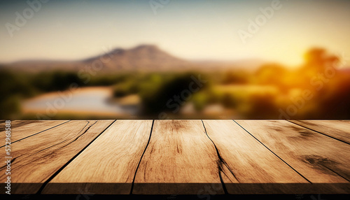 product display background mountains and nature blur