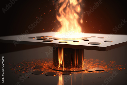 Money on Fire, Burn Rate, Abstract Generative Concept Illustration