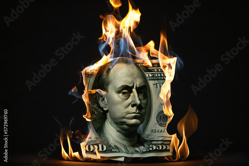 Money on Fire, Burn Rate, Abstract Generative Concept Illustration