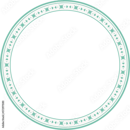 Vintage round frame botanic garden retro abstract pattern border