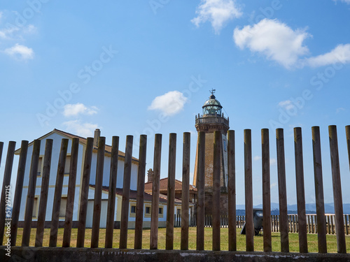 Ligthouse of Aviles. San Juan de Nieva lighthouse in a beautiful summer day. Asturias, Spain, Europe