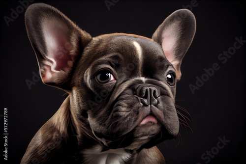 French Bulldog Puppy. Portrait Of A French Bulldog Dog. Dog Portrait. Generative AI © Pixel Matrix