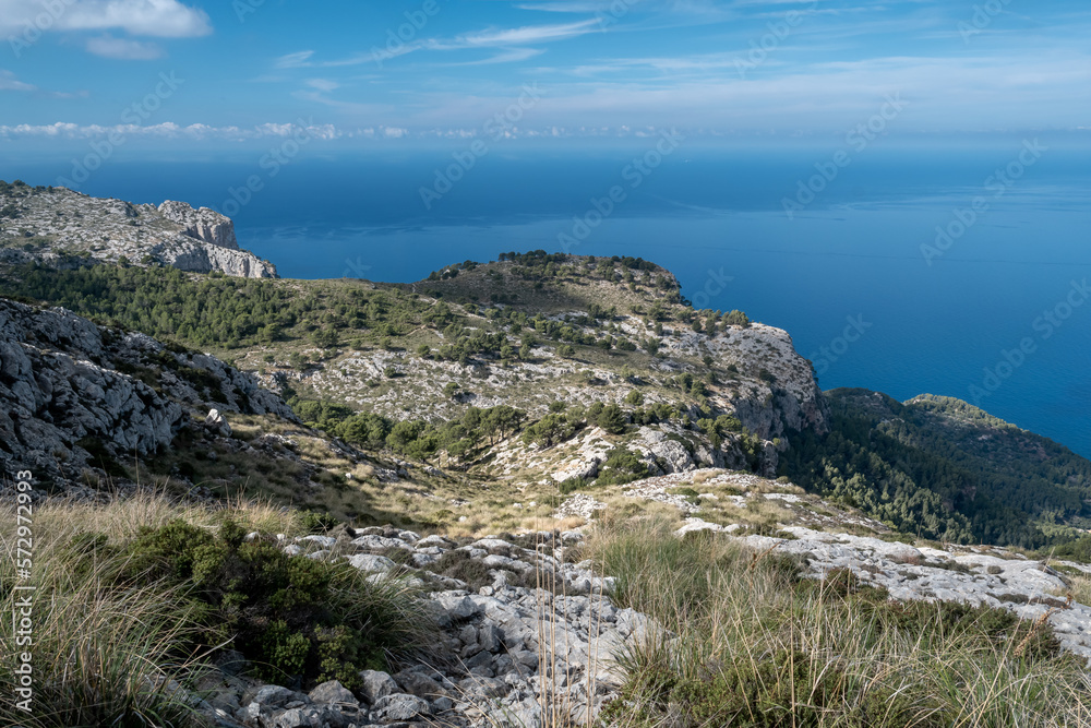 Coastline landscape in Mallorca with blue sea
