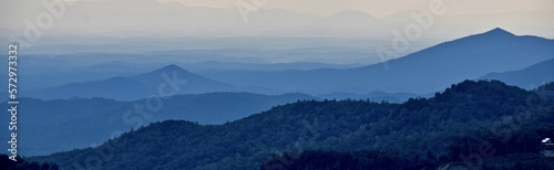 Blue Ridge Mountains, North Carolina, USA. Blue mountains panorama, mist in the distance © Andy